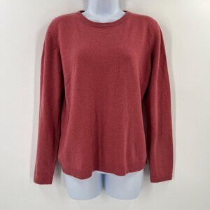 Studio 121 Cashmere Sweater M Pink Mauve Crew Neck Pullover FLAW Hole on Sleeve